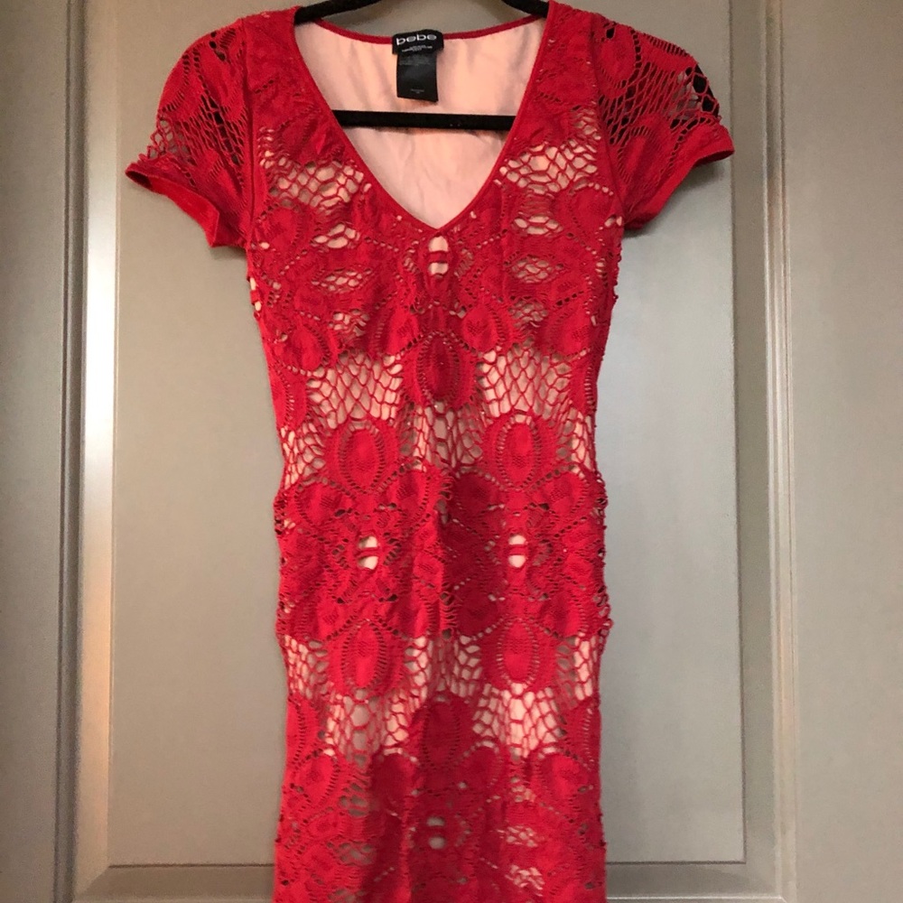 Bebe red lace dress
